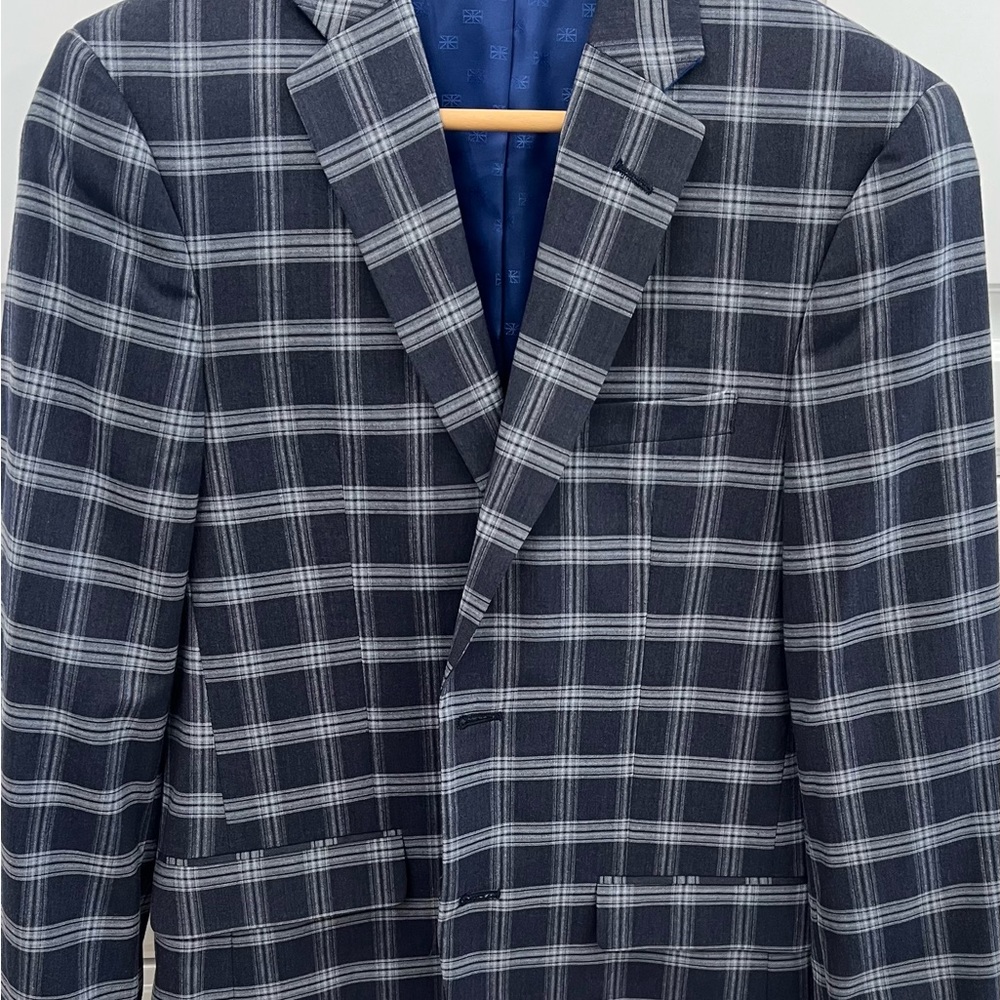 NWOT Ben Sherman Deep Navy Blue Checkered Blazer Medium